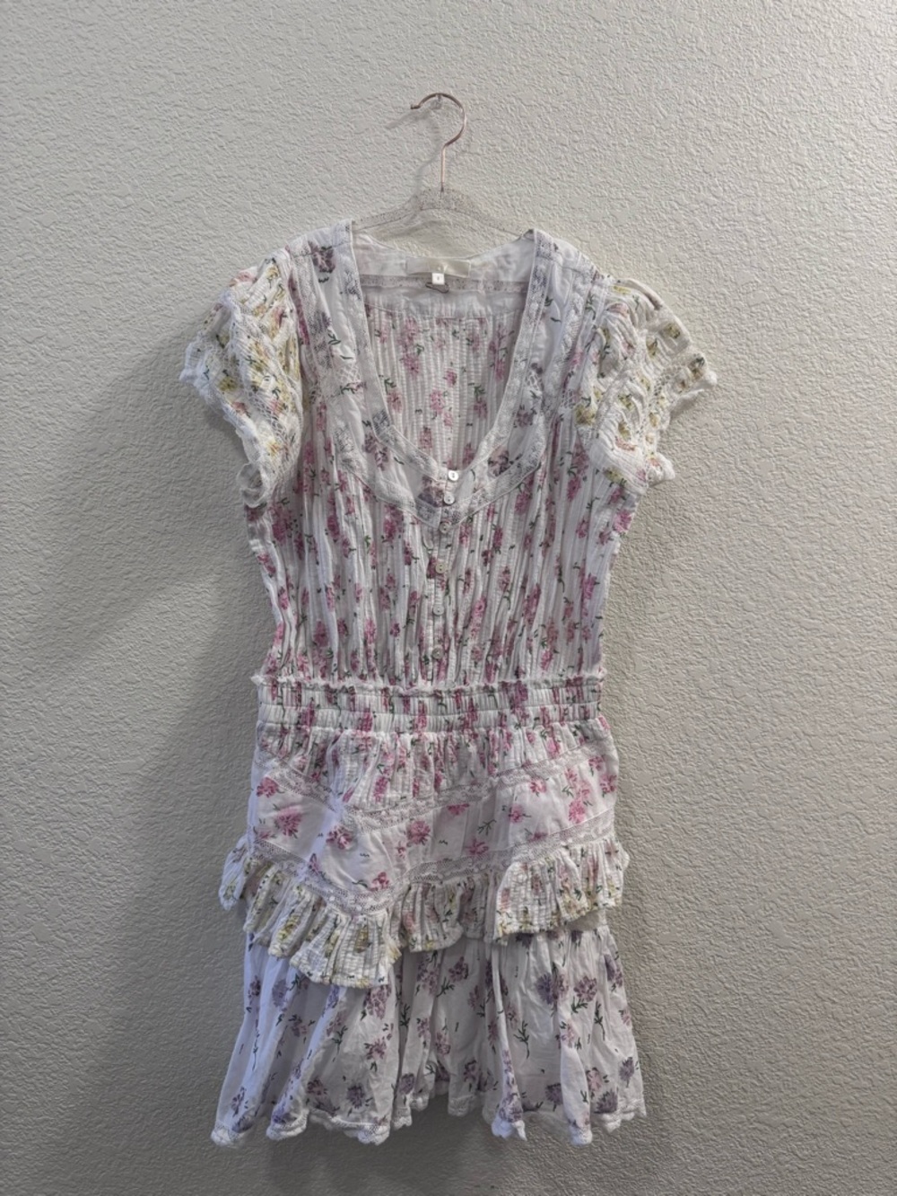 Jeromie Floral-Print Puff Sleeve Cotton Mini Dress by LoveShackFancy